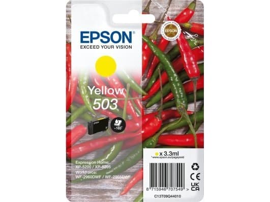 Epson 503 - 3.3 ml - gul - original - blære med RF/lyd-alarm - blekkpatron - for Expression Home XP-5200, XP-5205; WorkForce WF-2960DWF, WF-2965DWF