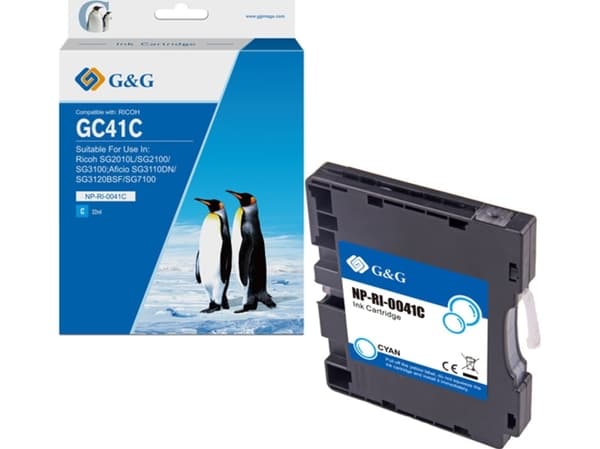 G&G G & G G & G kadaver kompatibel gips/skrotter med 405766, cyan, 600s, NP-RI-0041C, Ricoh AFICIO SG 2100N