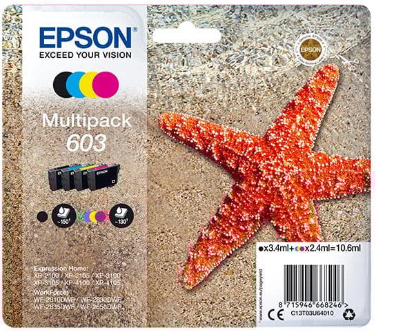 Epson 603 Multipack - 4-pack - svart, gul, cyan, magenta - original - blisterförpackning - bläckpatron - för Expression Home XP-3100, XP-4100