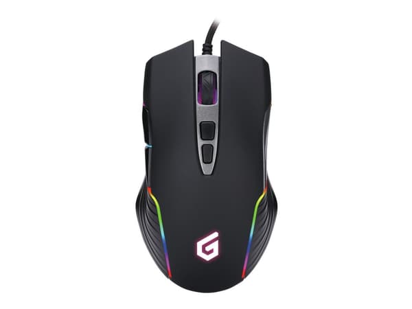 Conceptronic DJEBBEL03B 7D USB-spelmus, justerbar upp till 7200 DPI, 7 programmerbara knappar (endast Windows), högkänslig IC-sensor, gummerad yta, 1,