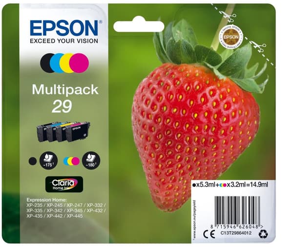 Epson 29 Multipack - 4-pack - svart, gul, cyan, magenta - bläckpatron (C13T29864012)