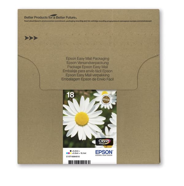 Epson T1806 Easy Mail-förpackning - 4 - 15,1 ml - svart, gul, cyan, magenta - original - kartong - bläckpatron - för Expression Home XP-212, 215, 225,