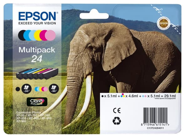 Epson 24 Multipack - 6-pack - svart, gul, cyan, magenta, ljus magenta, ljus cyan - original - blisterförpackning - bläckpatron - för Expression Photo