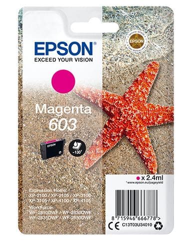 Epson 603 - 2,4 ml - magenta - original - blister - bläckpatron - för Expression Home XP-2100, 2105, 3100, 3105, 4100, 4105; WorkForce WF-2810, 2830,