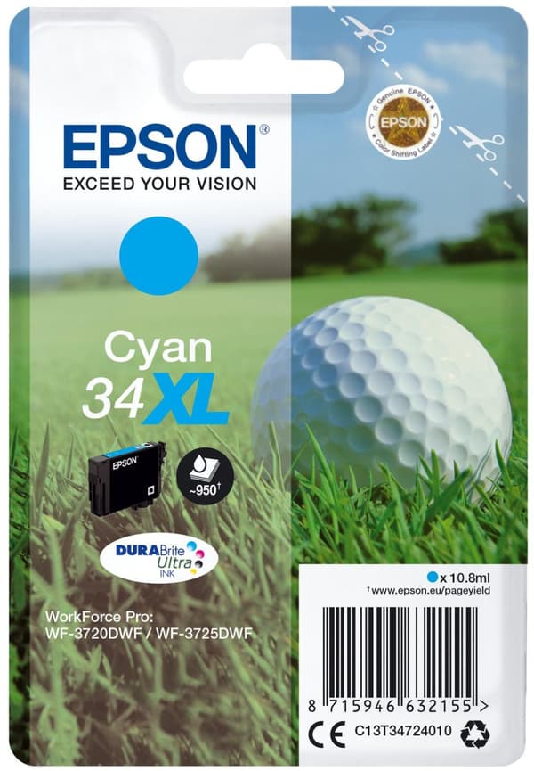Epson 34XL - Blækpatron / Cyan