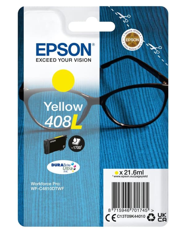 Epson 408L - 21,6 ml - gul - original - blisterförpackning - bläckpatron - för WorkForce Pro WF-C4810DTWF (C13T09K44010)