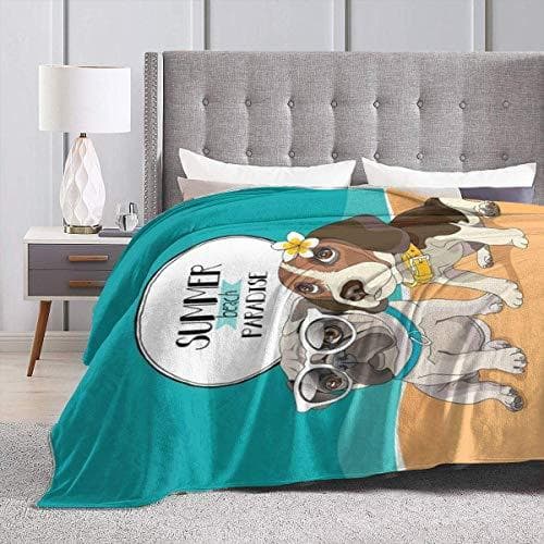 Mops Flanell Täckfilt Lätt mysig mjuk soffsoffa Lämplig för alla årstider 60"x80" För Barn Kvinnor Män