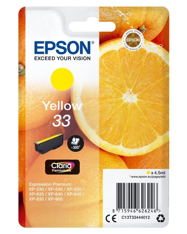 Epson 33 - Bläckpatron / Gul
