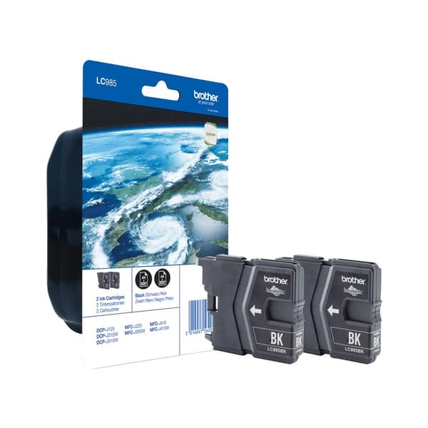 Brother LC985BKBP - 2-pak - sort - original - blisteremballage - blækpatron - til Brother DCP-J125, DCP-J140, DCP-J315, DCP-J515, MFC-J220, MFC-J265,