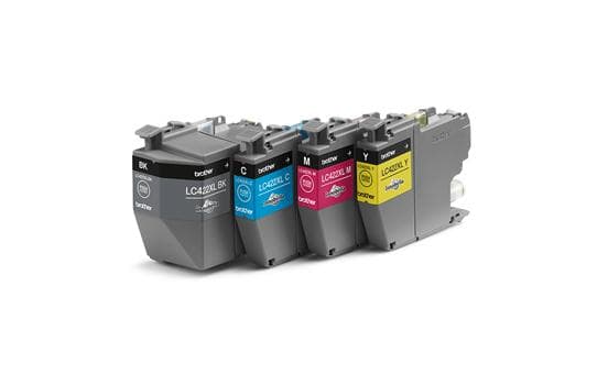 BROTHER Black Cyan Magenta og Yellow Ink Cartridges Multipack Hver patron udskriver op til 1500 sider for CMY og 3000 for K - DR Ve (LC422XLVALDR)