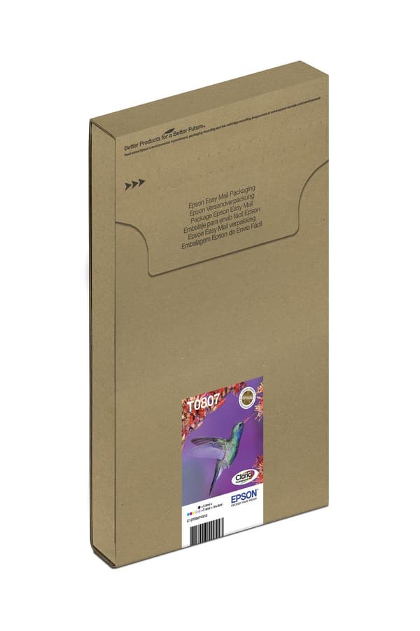 Epson T0807 Easy Mail Packaging - 6-pack - svart, gul, cyan, magenta, ljus magenta, ljus cyan - original - kartong - bläckpatron - för Stylus Photo P5