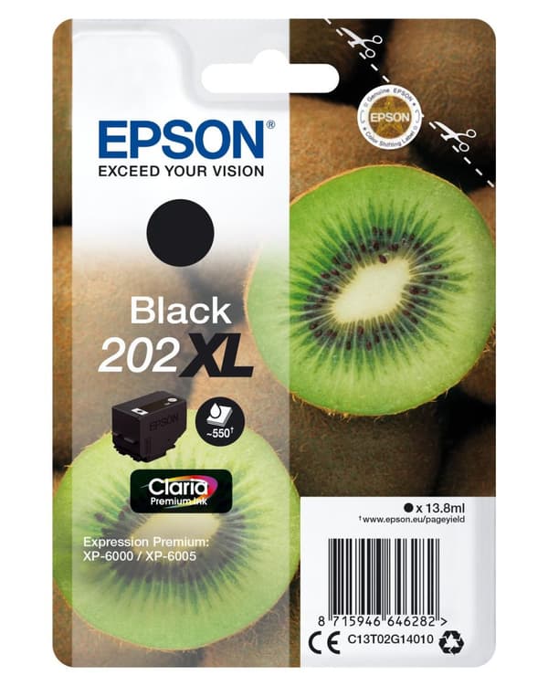 Epson 202XL - 13,8 ml - svart - original - blisterförpackning - bläckpatron (C13T02G14010)