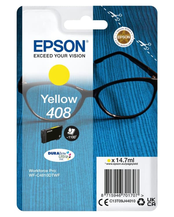 Epson 408 - 14,7 ml - suuri kapasiteetti - keltainen - alkuperäinen - läpipainopakkaus - mustepatruuna - WorkForce WF-7830, WF-7840, WorkForce Pro WF-