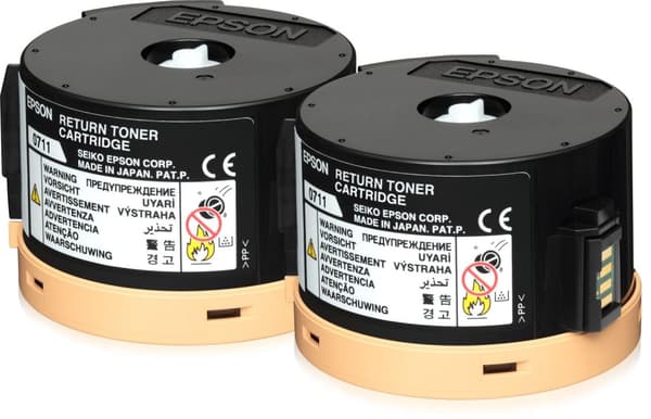 Epson 0711 - 2-pack - hög kapacitet - svart - original - tonerkassett Epsons returprogram - för WorkForce AL-M200DN, AL-M200DN Dubbelpackpaket ETD, AL