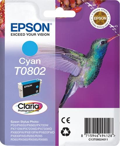 Epson T0802 - Blækpatron / Cyan