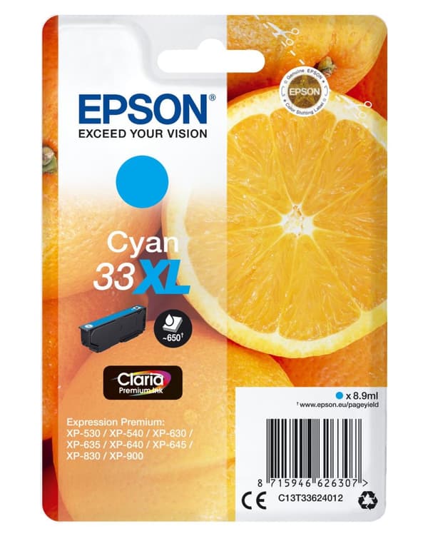Epson 33XL - Bläckpatron / Cyan