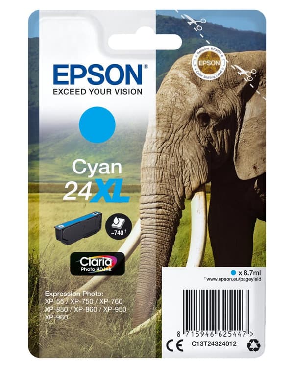 Epson 24XL - Cyan - Blækpatron (C13T24324012)