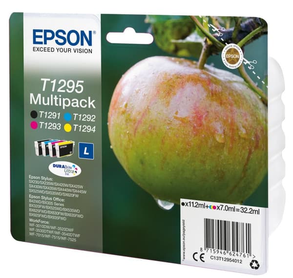 Epson T1295 Multipack - 4-pack - 32,2 ml - L storlek - svart, gul, cyan, magenta - original - bläckpatron - för Stylus SX230, SX235, SX430, SX438, Wor