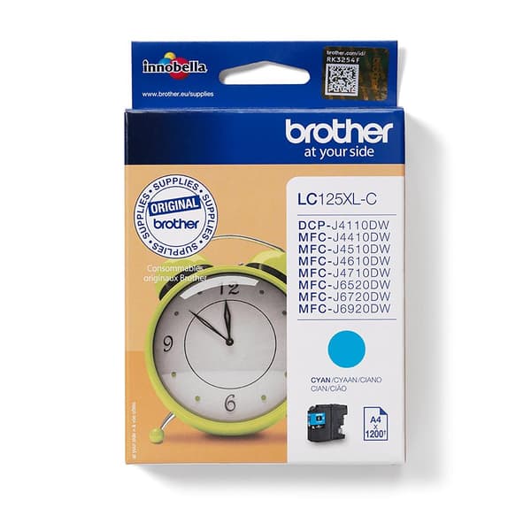 Brother LC125XLC - Super High Yield - Cyan - original - blækpatron - til DCP J4110DW, MFC J4410DW, J4510DW, J4710DW, J6520DW, J6720DW, J6920DW (LC125X