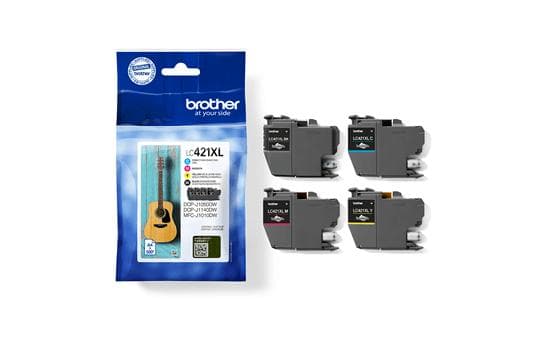 4 bläckpatroner LC421XLVAL - BROTHER - Svart, Cyan, Magenta och Gul 500 sidor - För DCP-J1050DW, MFC-J1010DW och DCP-J1140DW