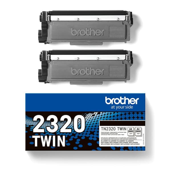 Brother TN2320 TWIN - 2-pack - hög kapacitet - svart - original - tonerkassett - för Brother DCP-L2500, L2520, L2560, HL-L2300, L2340, L2360, L2365, M