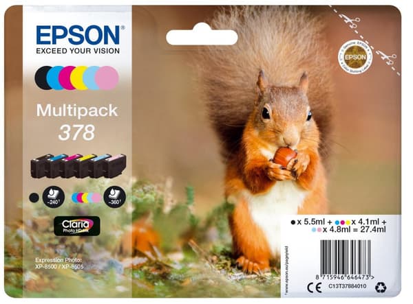 Epson Multipack 378 - 6 - svart, gul, cyan, magenta, ljus magenta, ljus cyan - original - blister - bläckpatron - för Expression Home XP-8605, XP-8606