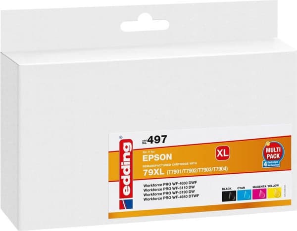 Edding Cartridge erstatter Epson 79XL /T7901/T79002/T7903/T7904 Kompatibel Combipack Sort, Cyan, Magenta, Gul EDD-497