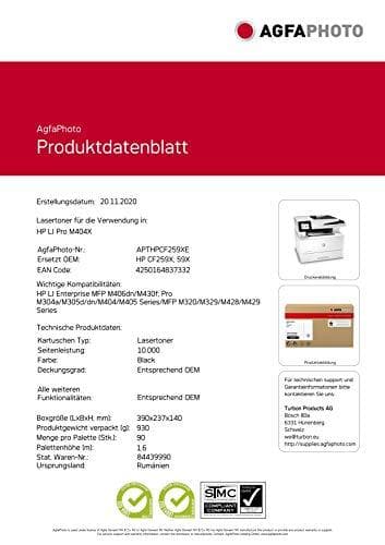 AgfaPhoto Laser Toner erstatter HP CF259X; 59X, 10000 sider, sort (til brug i HP LJ Pro M404X)