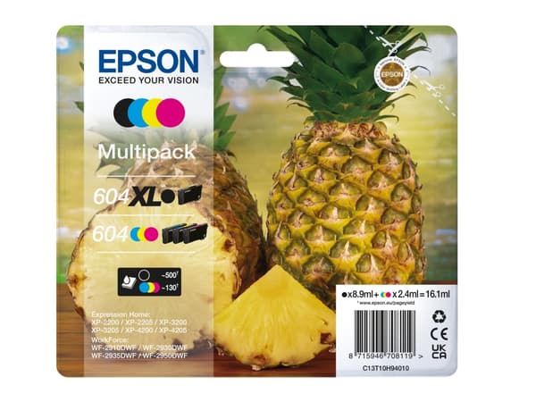 Epson 604/604XL Multipack - 4-pack - XL (svart) + Standard Capacity - svart, cyan, magenta, gul - original - blære med RF/lyd-alarm - blekkpatron - f