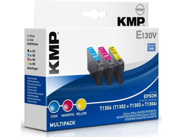 KMP E130V, Pigmentbasert blekk, 3 stykker, Multipakke