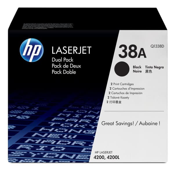 HP Toner Q1338D (38A) - tvåpack - svart - kapacitet: 2x 12 000 sidor (Q1338D)