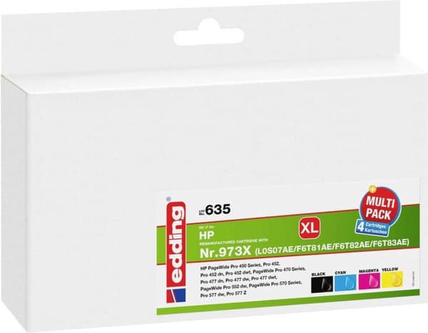 Edding Ink Combo Pack erstatter HP 973X (L0S07/F6T81/F6T82/F6T83) Kompatibel sort, cyan, magenta, gul EDD-635 18-635