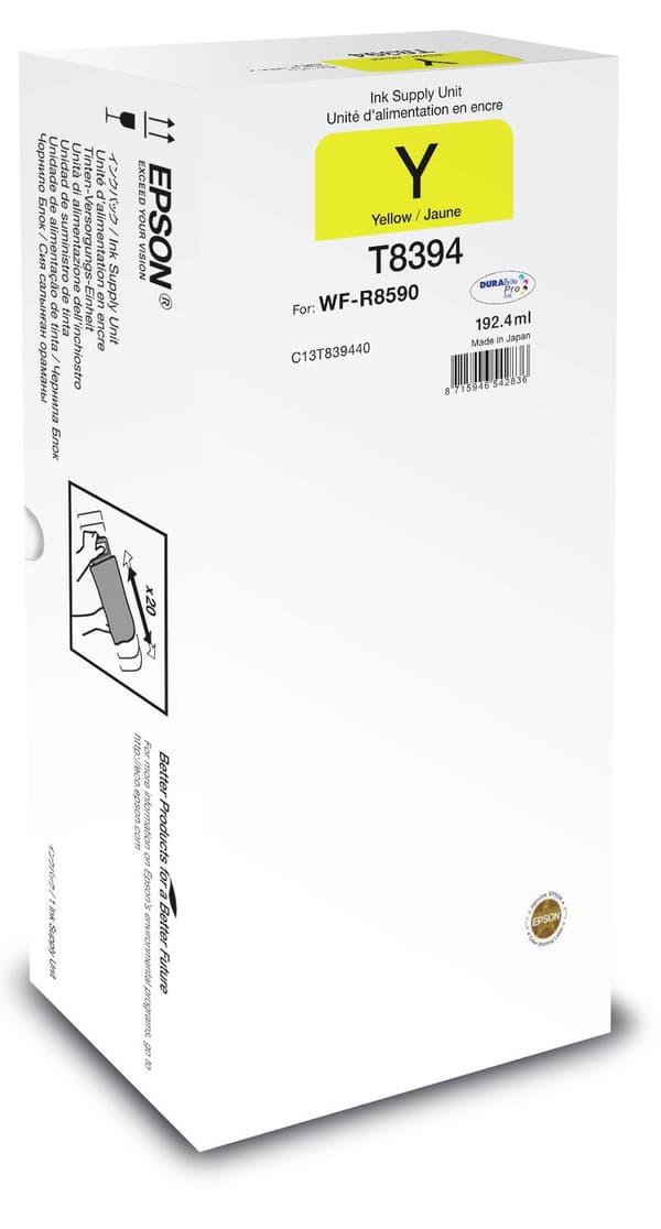 Epson T8394 - 192,4 ml - gul - original - bläckpåfyllning - för WorkForce Pro R8590 D3TWFC, WF-R8590, WF-R8590 D3TWFC, WF-R8590DTWF