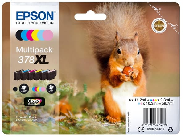 Epson 378XL Multipack - 6 - XL - sort, gul, cyan, magenta, lys magenta, lys cyan - original - blister - blækpatron - til Expression Home XP-8605, XP-8