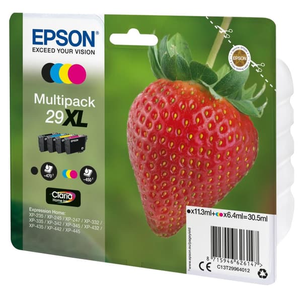 Epson 29XL Multipack - 4 kpl - keltainen, syaani, magenta - mustepatruuna (C13T29964012)