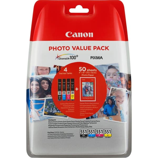 Canon CLI-551 - Blækpatron - Sort / Cyan / Gul / Magenta