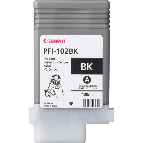 Canon PFI-102 BK - 130ml - Farvebaseret sort - original - blækbeholder - til imagePROGRAF iPF510, iPF610, iPF650, iPF655, iPF750, iPF755, iPF760, iPF7