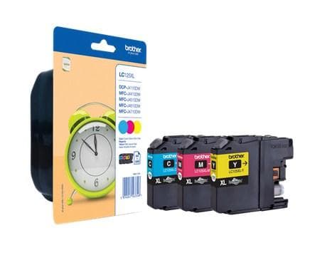 Brother LC125XL Rainbow Pack - 3-pak - super høj ydelse - gul, cyan, magenta - original - blister med hørbar/elektromagnetisk alarm - blækpatron - til