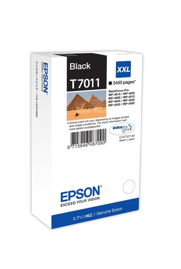 Epson - skrivarkassett - storlek XXL - 1 x svart - 3400 sidor - blisterförpackning - för WorkForce Pro WP-4015 DN, WP-4095 DN, WP-4515 DN, WP-4525 DNF