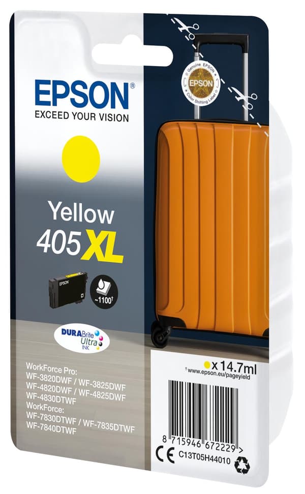 Epson 405XL - original - pigmentbaserat bläck - gult - Epson - enkelpack - WorkForce WF-7830 - 7835 - 7840 - WorkForce Pro WF-3820 - 3825 - 4820 - 482