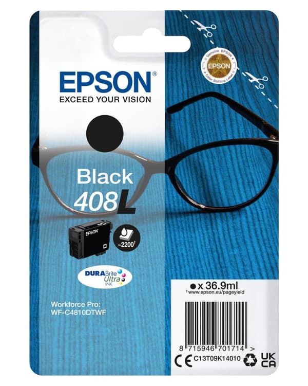 Epson 408XL - 36,9 ml - extra hög kapacitet - svart - original - blisterförpackning - bläckpatron - för WorkForce WF-7830, WF-7840, WorkForce Pro WF-3