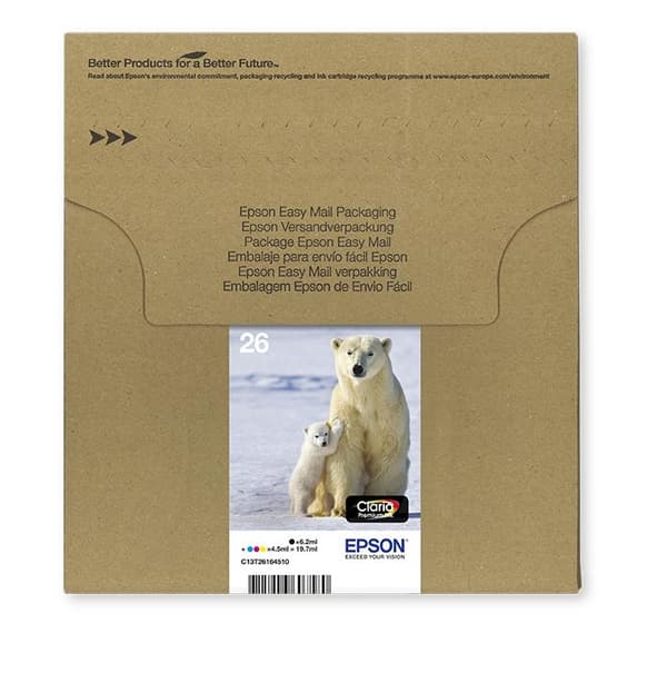 Epson 26 Multipack Easy Mail Packaging - 4 - 19,7 ml - svart, gul, cyan, magenta - original - bläckpatron - för Expression Premium XP-510, 520, 600, 6