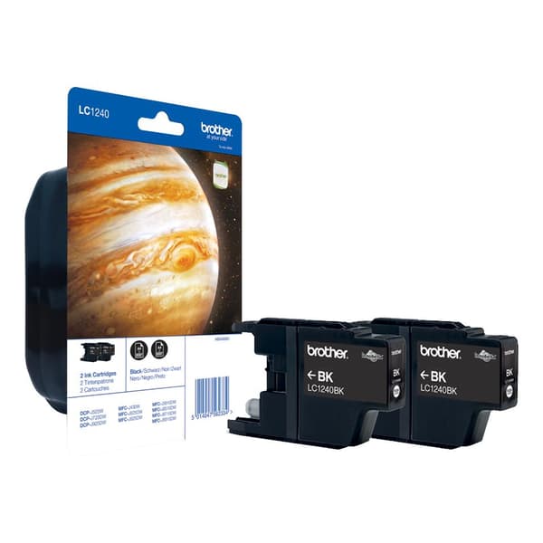 Brother LC1240 Twin-Pack - Blækpatron - 2 x sort - 600 sider - blister med akustisk/elektromagnetisk alarm - til DCP J525W, J725DW, J925DW, MFC J430W,