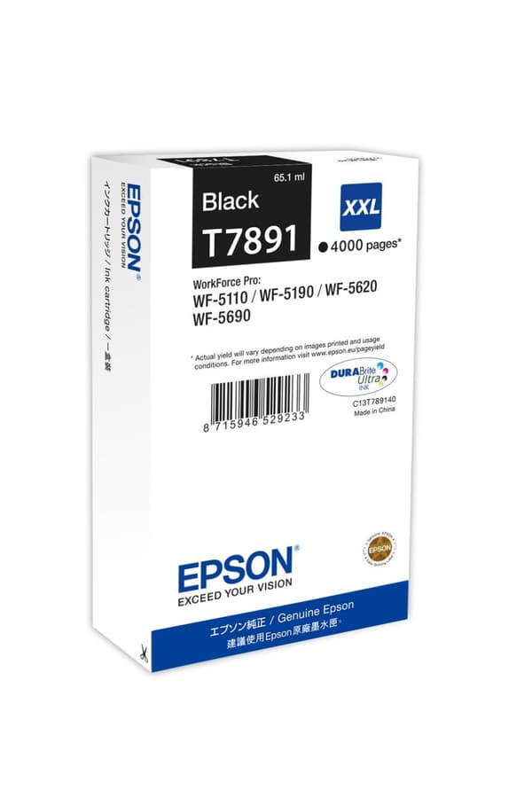 Epson T7891 - storlek XXL - svart - original - skrivarkassett - för WorkForce Pro WF-5110DW, WF-5190DW, WF-5620DWF, WF-5690DWF (C13T789140)