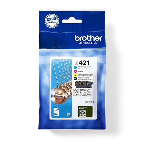 Paket med 4 LC421VAL bläckpatroner - BROTHER - svart, cyan, magenta och gul standardkapacitet 200 sidor - för DCP-J1050DW