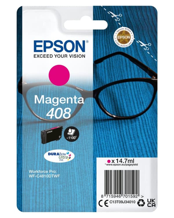 Epson 408 - 14,7 ml - hög kapacitet - magenta - original - blisterförpackning - bläckpatron - för WorkForce WF-7830, WF-7840, WorkForce Pro WF-3820, W