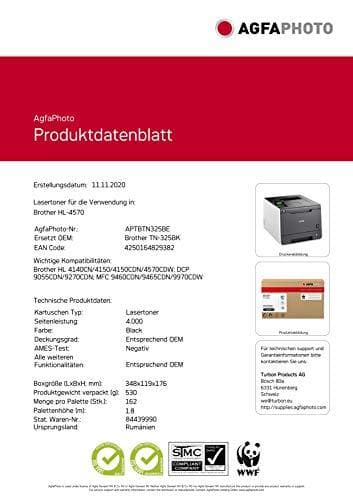 AgfaPhoto APTBTN325BE toner för Brother HL4150, 4000 sidor, svart