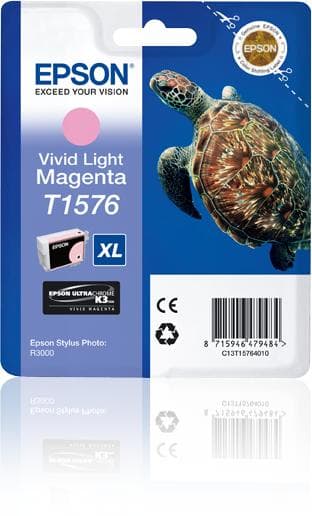 Epson T1576 - tulostinpatruuna - 1 x Vivid Light Magenta - läpipainopakkaus - Stylus Photo R3000:lle (C13T15764010)