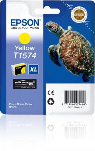 Epson T1574 - Blækpatron - 1 x gul - blisteremballage - til Stylus Photo R3000 (C13T15744010)