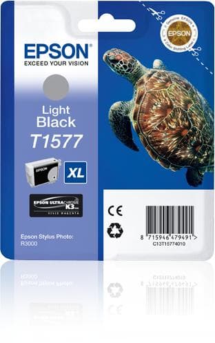 Epson T1577 - Bläckpatron - 1 x svart - blisterförpackning - för Stylus Photo R3000 (C13T15774010)